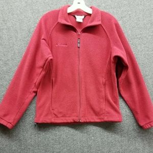 Women's Columbia Red Fleece Long Sleeve Jacket Size Medium Full Front Zip